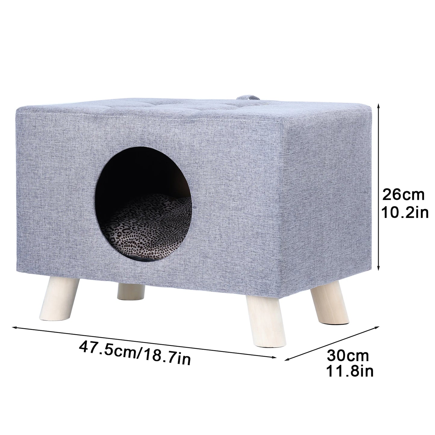 Guangdong Cat Cube Wooden House With Feet And Cushion