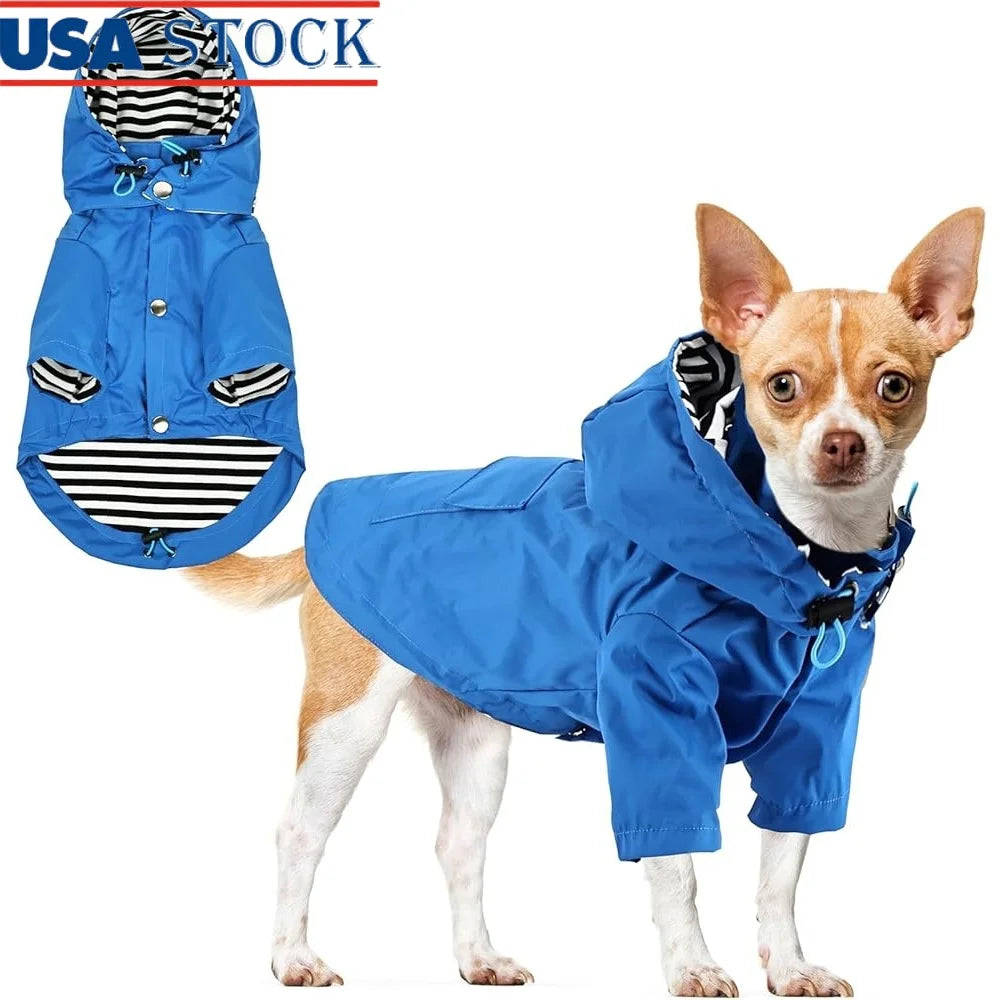 Waterproof Lightweight Dog Raincoat Jacket with Hood Adjustable Design Small Medium Dogs Breathable Durable Pet Poncho
