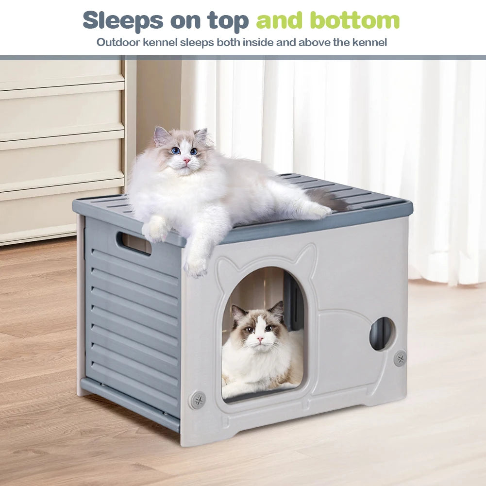 AlloetCN Outdoor Cat House Cozy Waterproof Shelter Small Pets