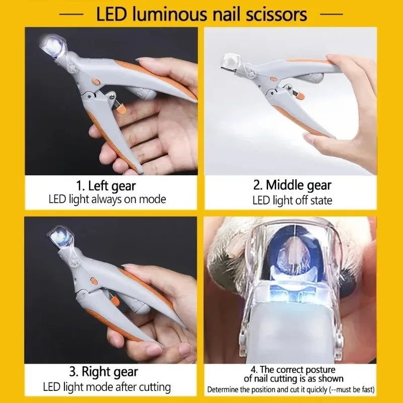 LED Light Pet Nail Clippers for Cats and Dogs Grooming