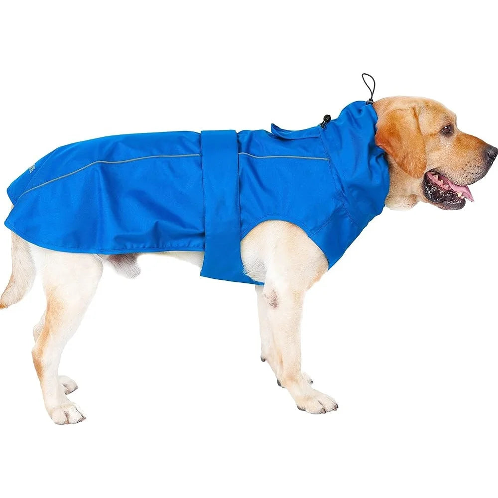 Waterproof Dog Raincoat Adjustable Breathable Jacket with Leash Hole Reflective Strip Lightweight Windproof Weather Resistant