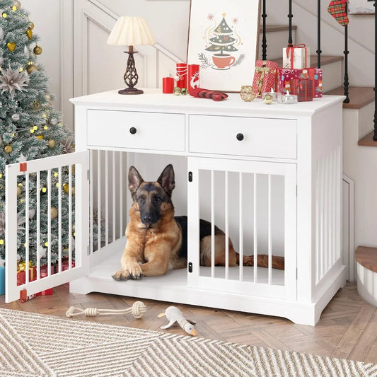 Hign-concerned Wooden Dog Crate Kennel With Drawers