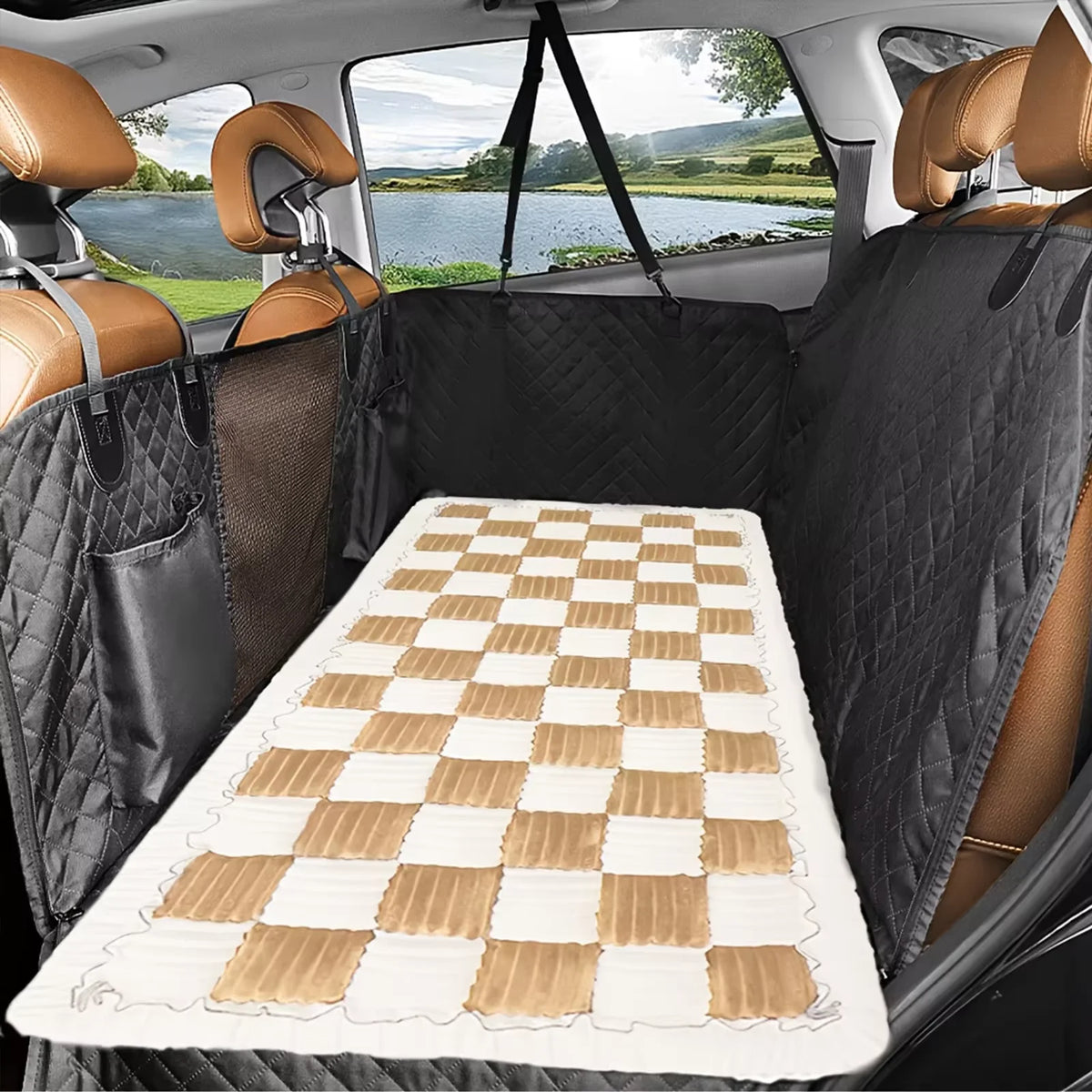 CWV Waterproof Plaid Coral Fleece Pet Bed Mat Cover