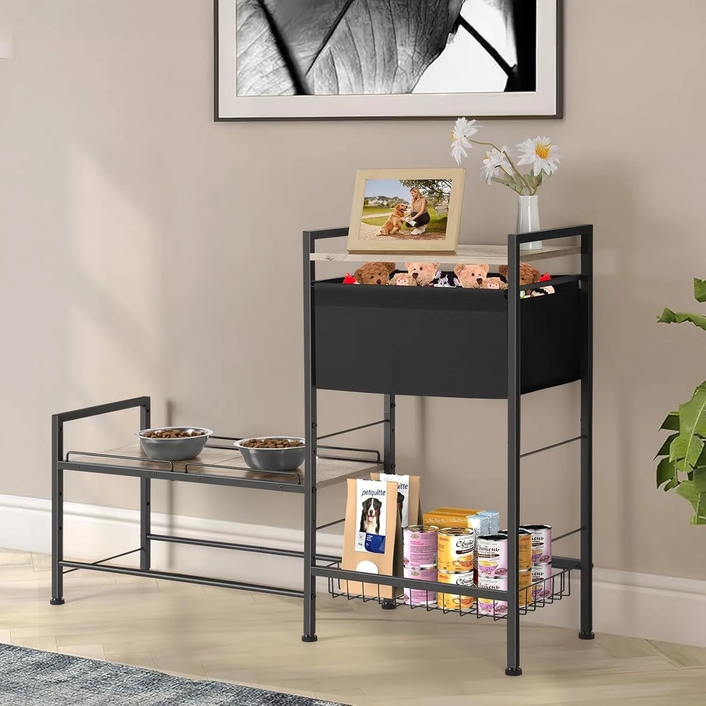 Hign-concerned Height Adjustable Dog Bowl Stand Storage