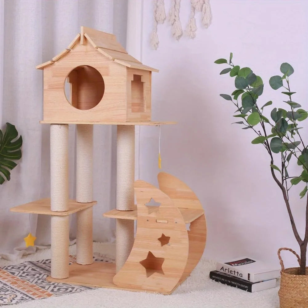 LUCK Premium Wooden Multi Level Cat Climber Space Capsule