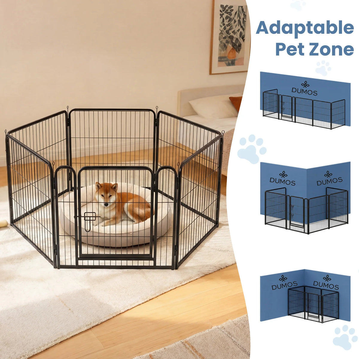 JHK Foldable Metal Dog Playpen Fence for Indoor Outdoor Exercise
