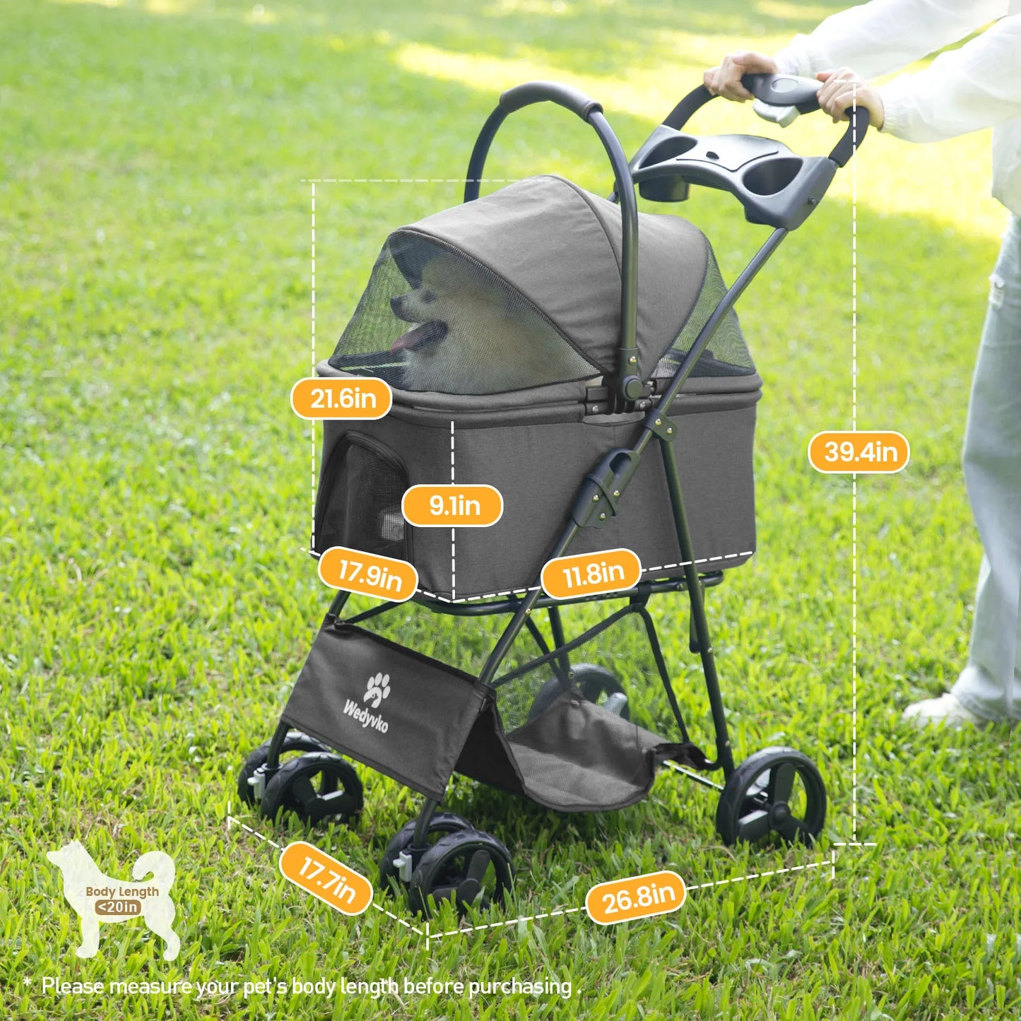Wedyvko Detachable Pet Stroller Cup Holder Four Wheels