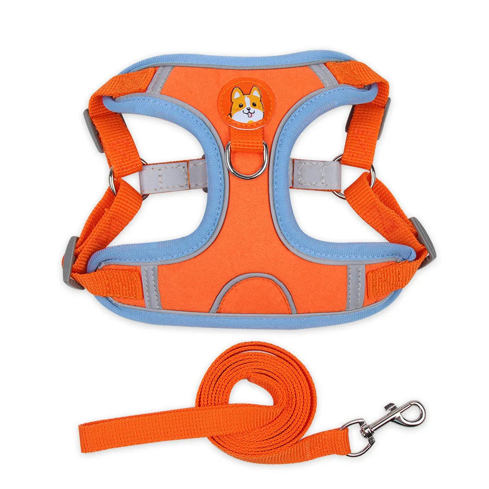 NONECN Reflective Harness Vest With Leash Breathable Mesh Padding