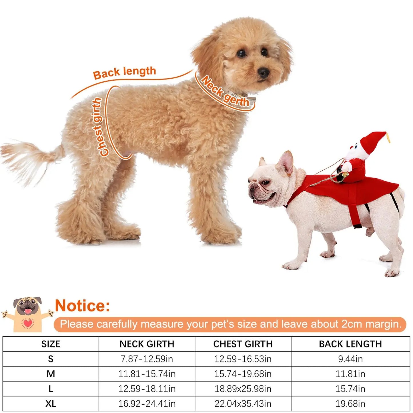 Hunan Pet Christmas Santa Dog Coat With Bell Costume