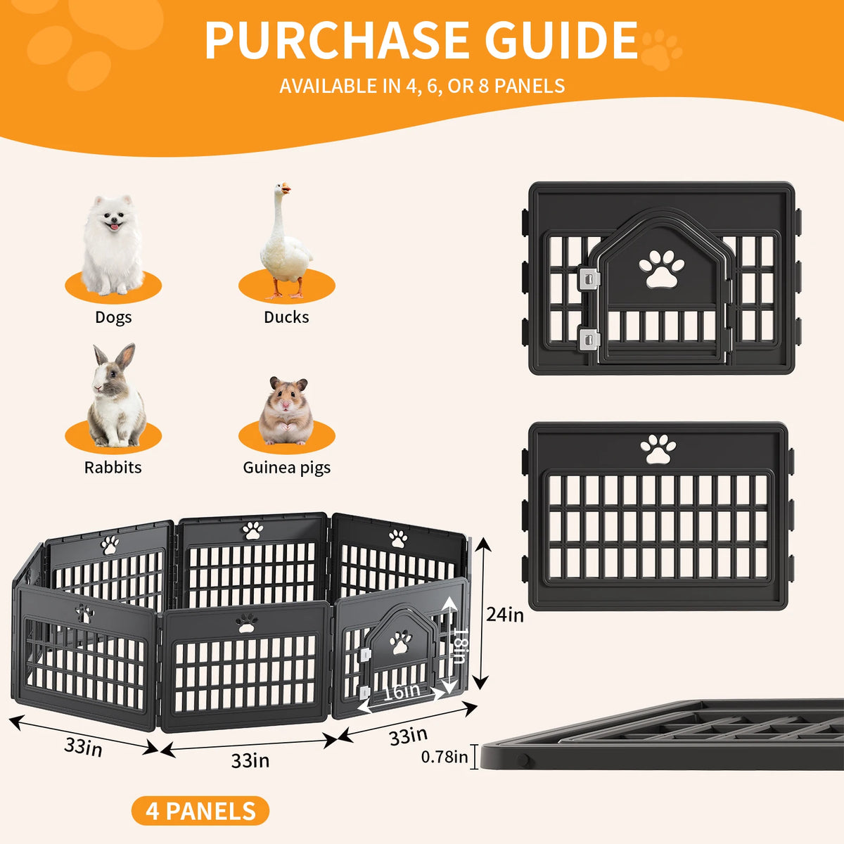 JHK Injection Molded Expandable Folding Indoor Outdoor Dog Playpen