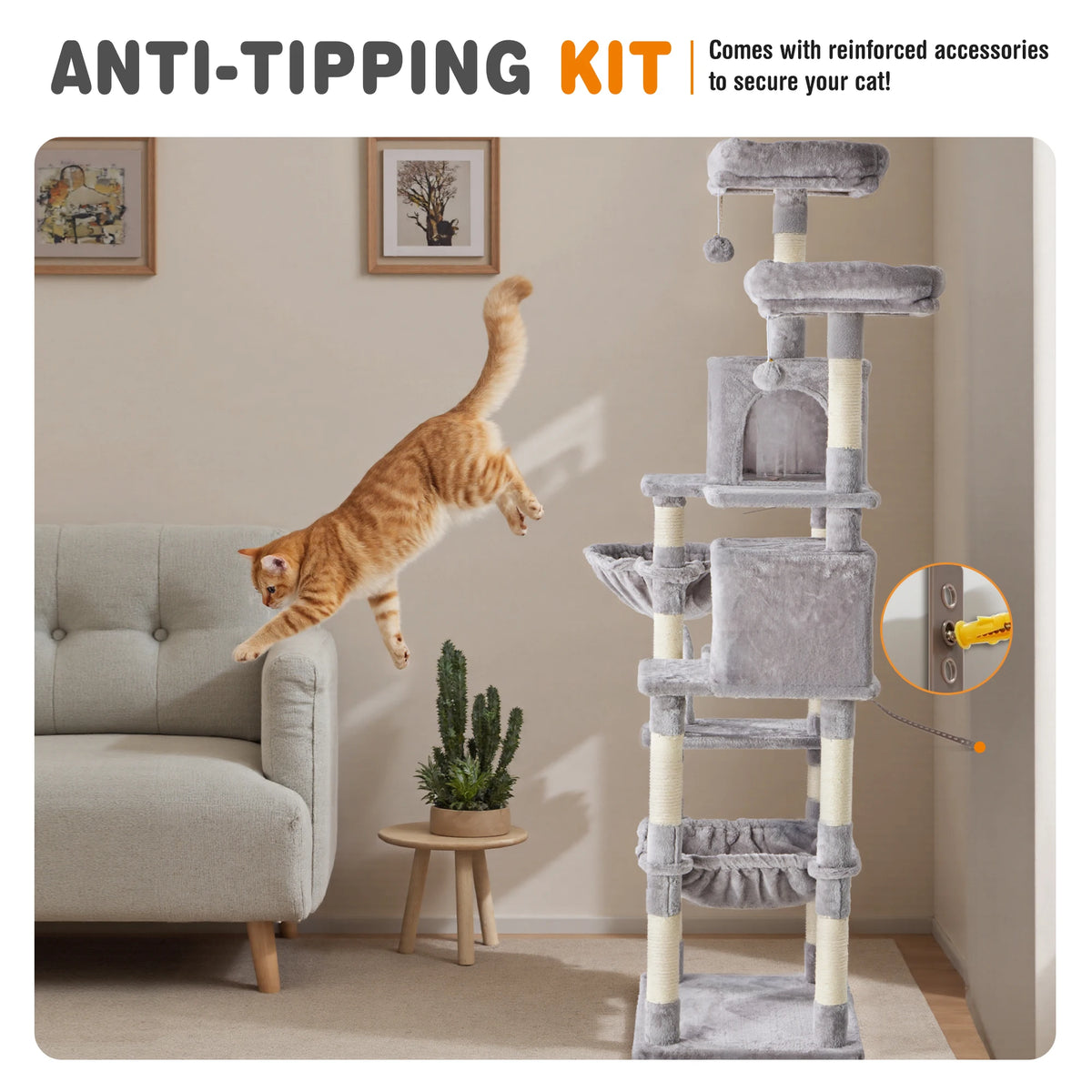 JHK Multi Level Cat Tree Tower With Sisal Scratching Posts