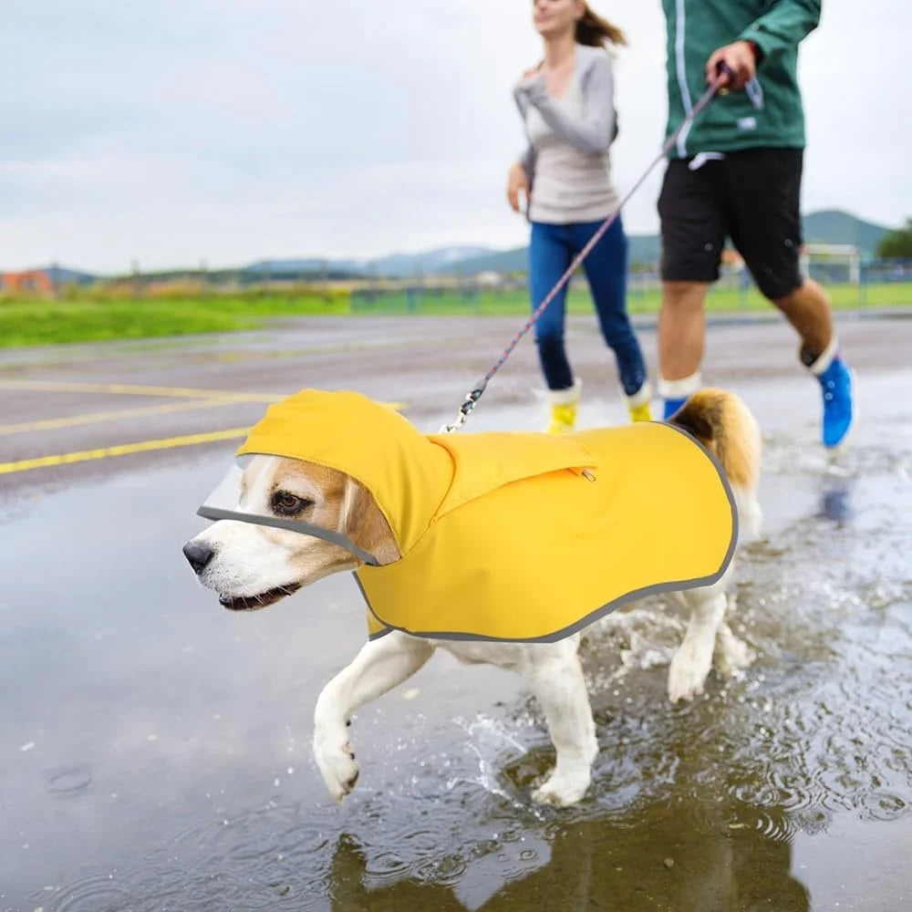 Waterproof Dog Raincoat Adjustable Reflective Slicker Poncho Transparent Hood Double Layer Comfort Outdoor Travel Utility