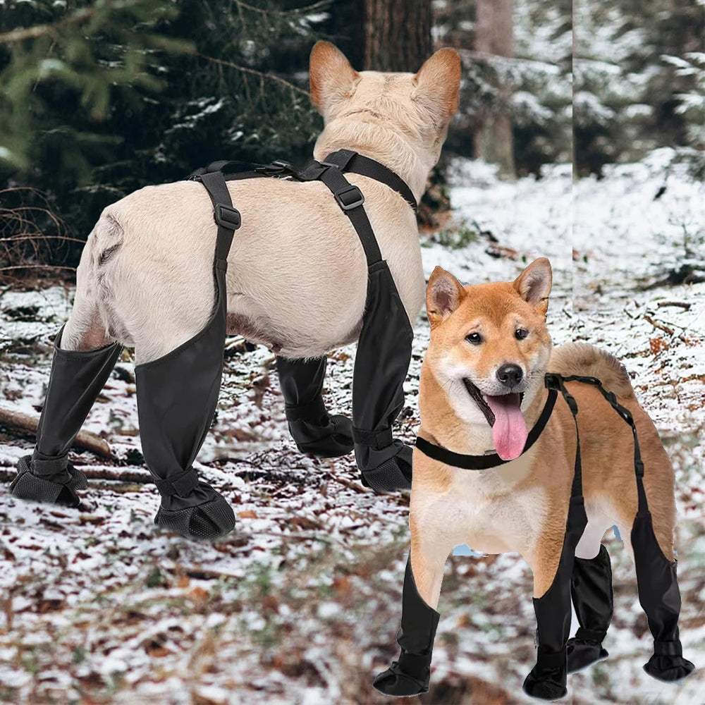 Waterproof Anti-Slip Dog Boots With Paw Protectors Adjustable