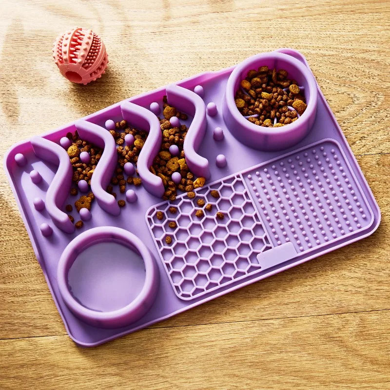 Silicone Slow Feeder Compartment Pet Mat for Engaging Mealtimes