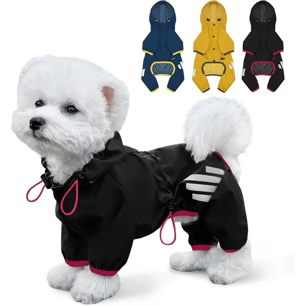 Hign-concerned Waterproof Dog Raincoat Reflective Leash Hole