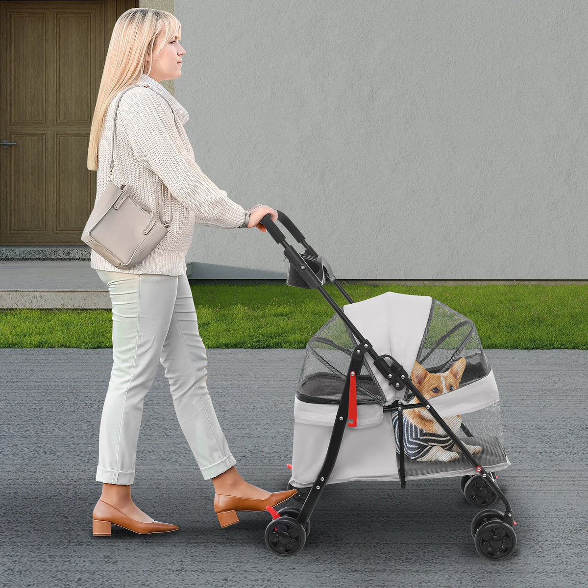 Bymaocar Foldable Dog and Cat Pet Stroller Travel Cart