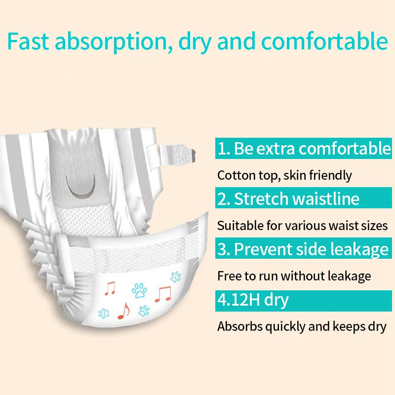 Female Dog Diapers Super Absorbent Leakproof Breathable Nappies