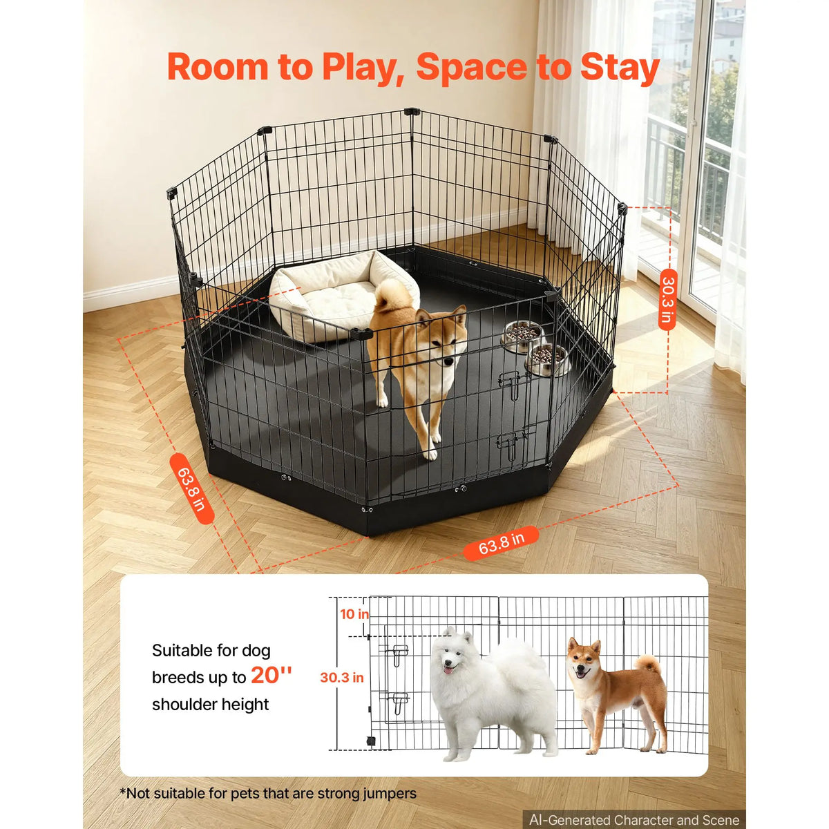 Heavy Duty Foldable Dog Playpen With Door And Floor Pad