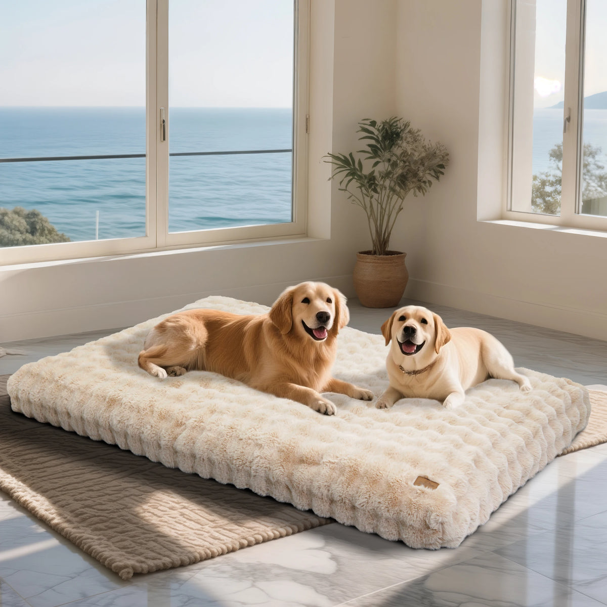 BINGOPAW Plush Calming Dog Bed With Removable Cover Foam Base