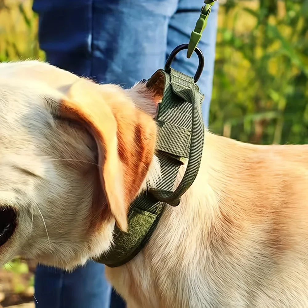 PETRAVEL Tactical Dog Harness and Nylon Collar Set for Walking