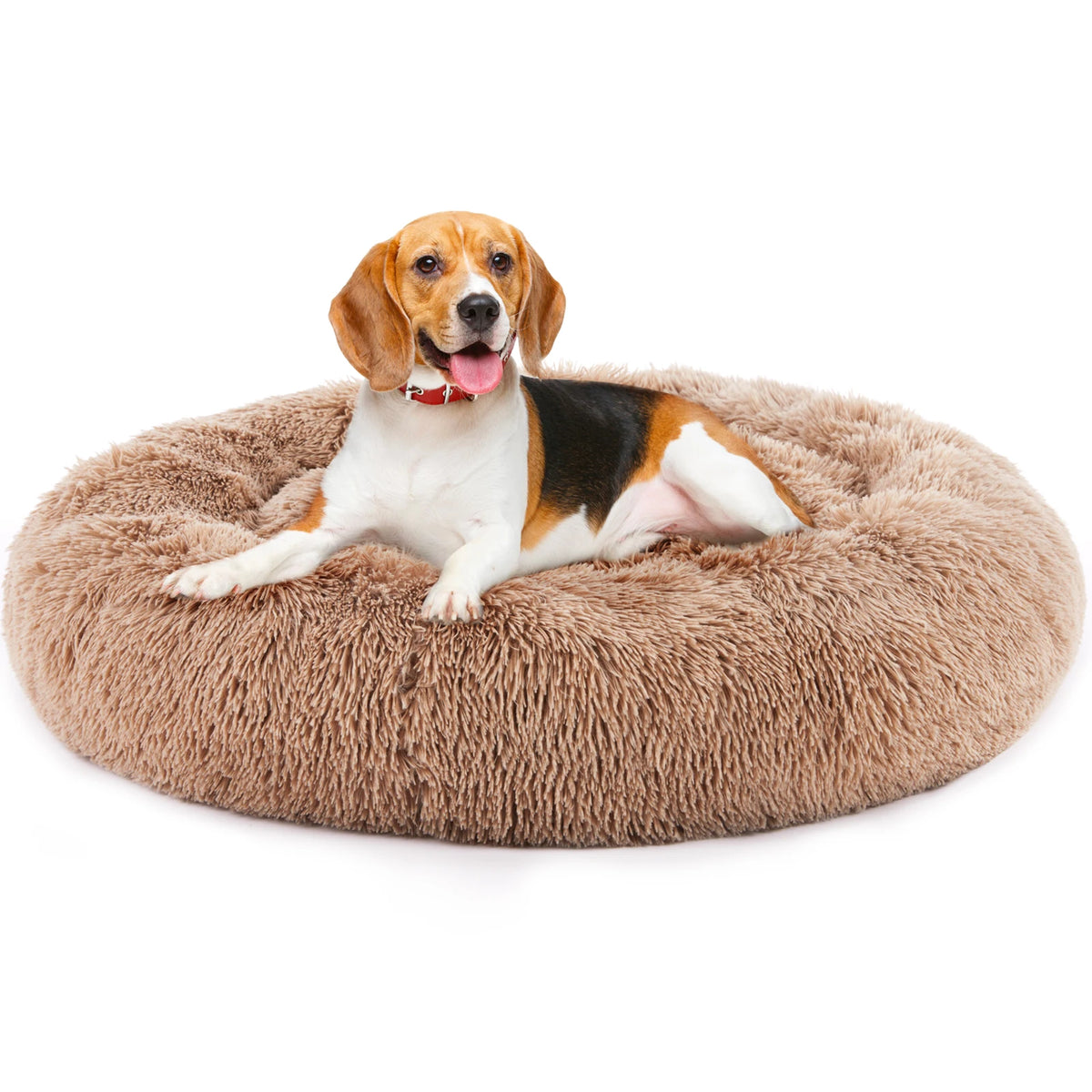 JHK Washable Calming Plush Faux Fur Dog Bed with Grip