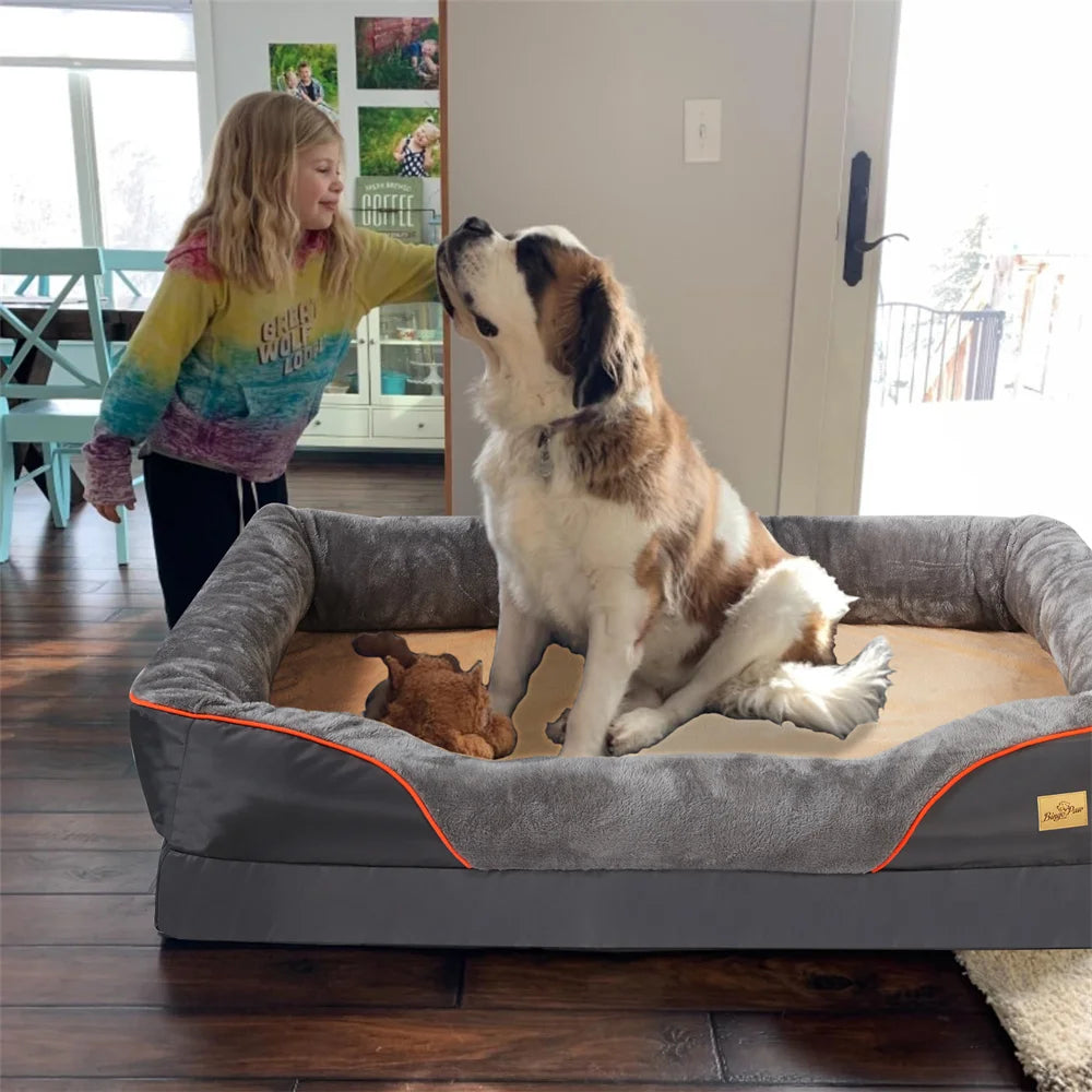 BORWARTCN Orthopedic Memory Foam Dog Bed Waterproof Sofa Cushion