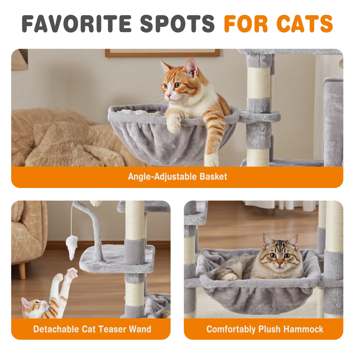 JHK Multi Level Cat Tree Tower With Sisal Scratching Posts