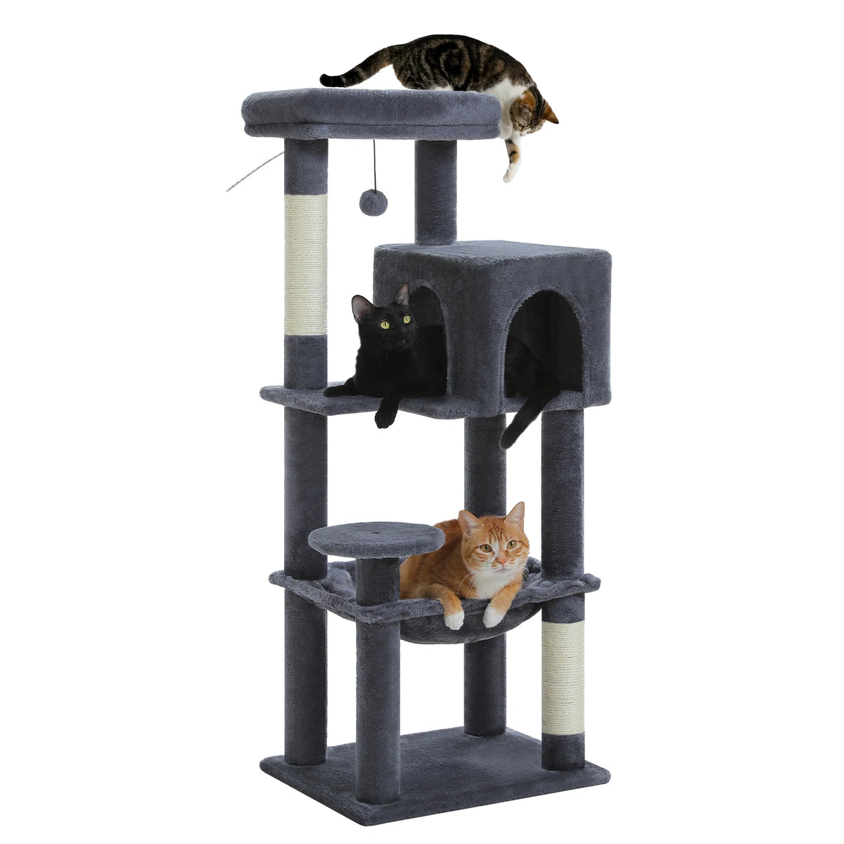 PEQULTI Five-Level Cat Tree with Condo, Hammock and Sisal Scratcher