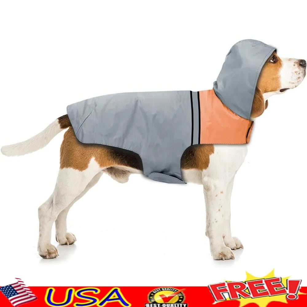 Breathable Reflective Dog Raincoat Waterproof Adjustable Reflective Strip Hooded Jacket Outdoor Activities