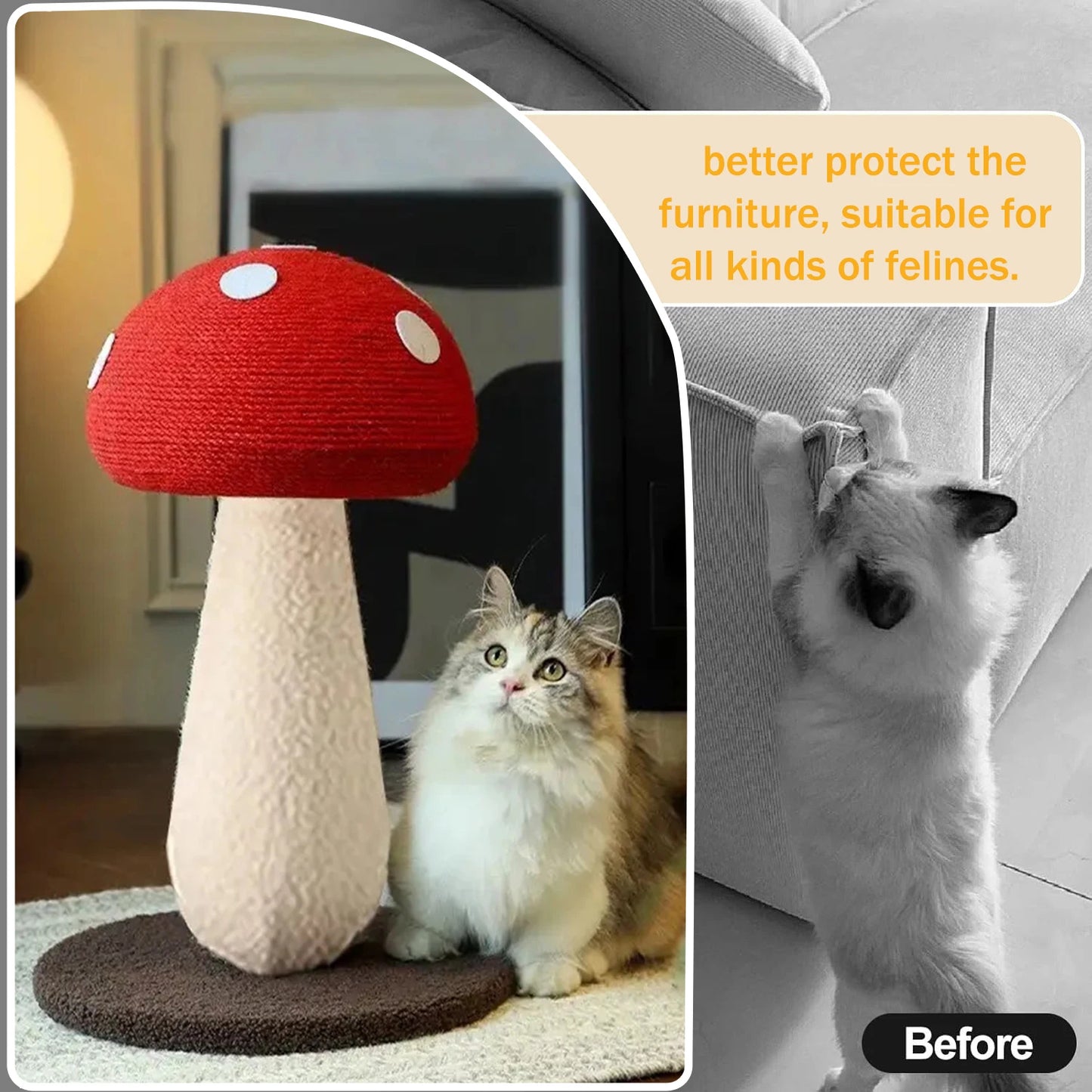 Oor Cats Mushroom Cat Tree Scratching Post Sisal Wrapped