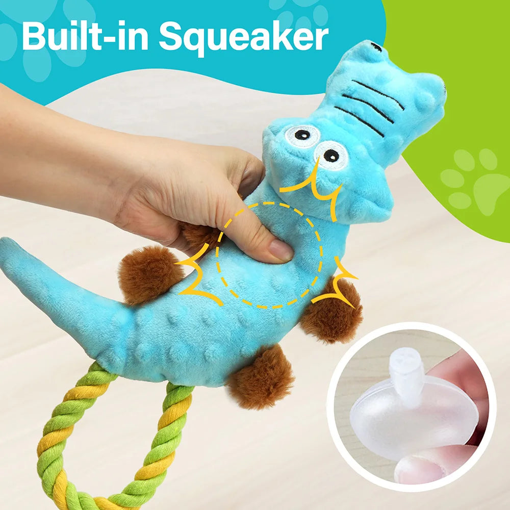 Durable Dog Squeaky Plush Toy Pack Tug of War Toys