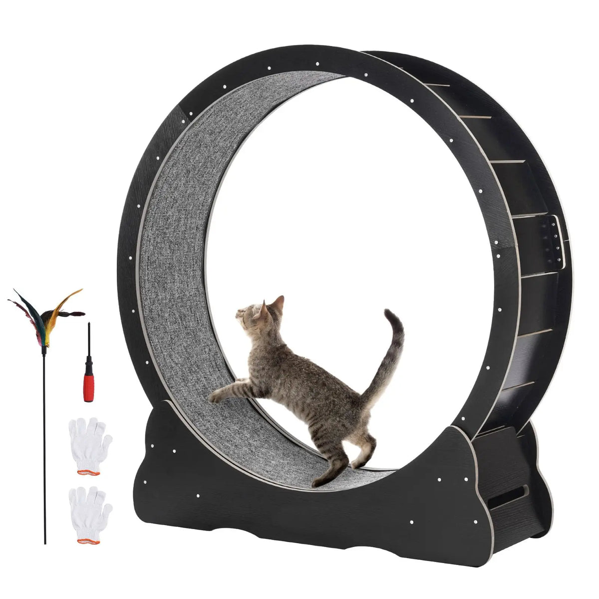 Indoor Cat Exercise Wheel With Detachable Carpet And Teaser for Training