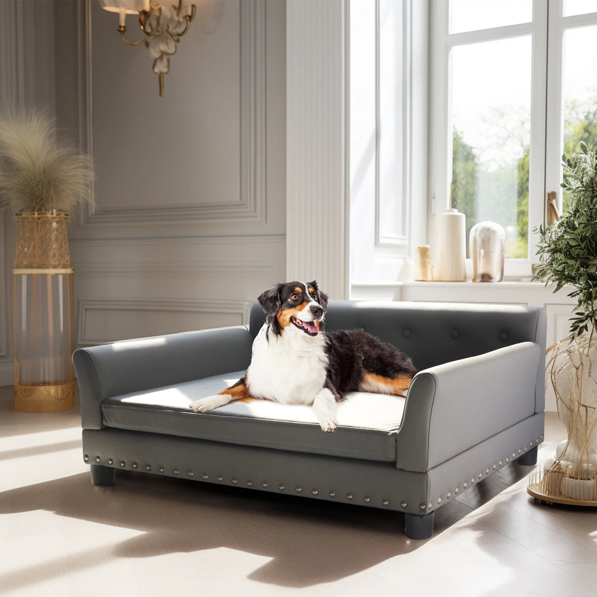 BINGOPAW Waterproof Leather Elevated Dog Sofa Bed With Durable Comfort