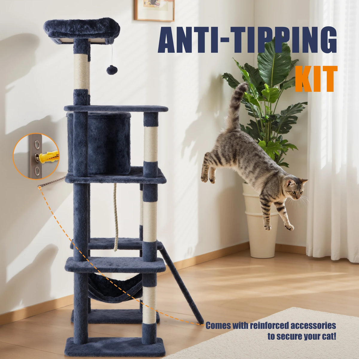 MCQ Cat Tree Tower With Condo And Sisal Scratching Posts