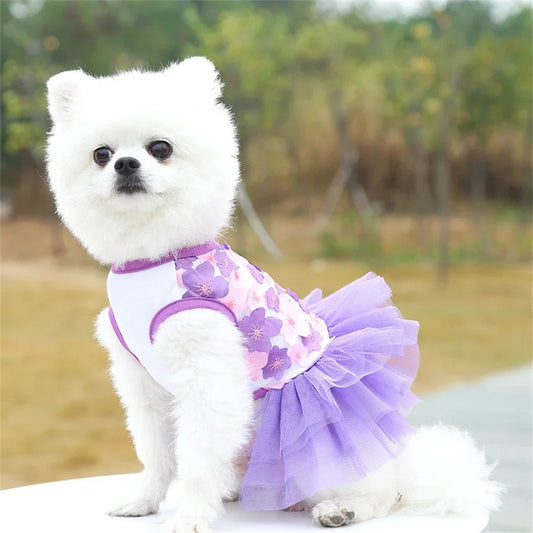 Guangdong Floral Dog Dress Small Breeds Pullover Polyester