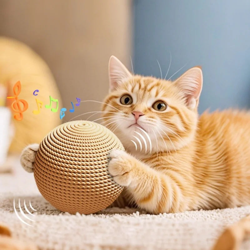 Sisal Cat Ball Toy Interactive Scratcher And Dental Chew Toy
