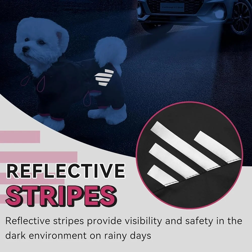 Hign-concerned Waterproof Dog Raincoat Reflective Leash Hole