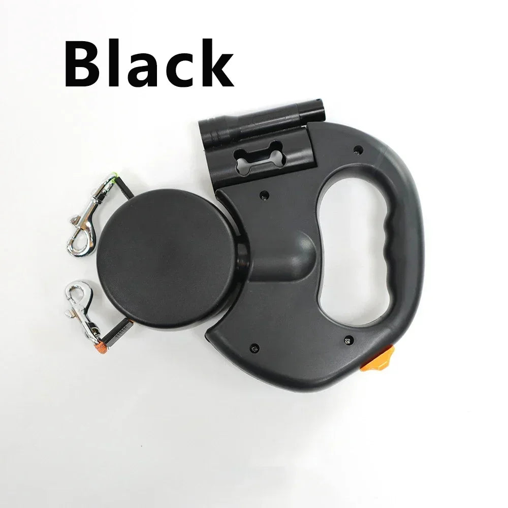 Double Headed Dog Leash With LED Light And 360 Degree Swivel