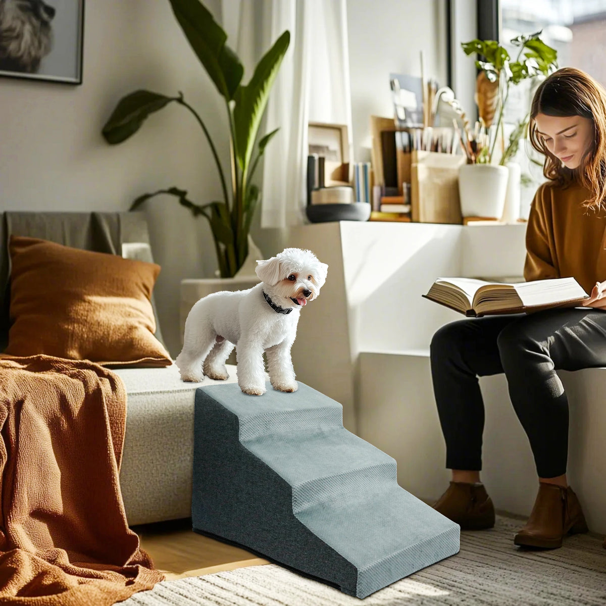 Foam Dog Stairs for Beds and Sofas With Non-Slip Surface