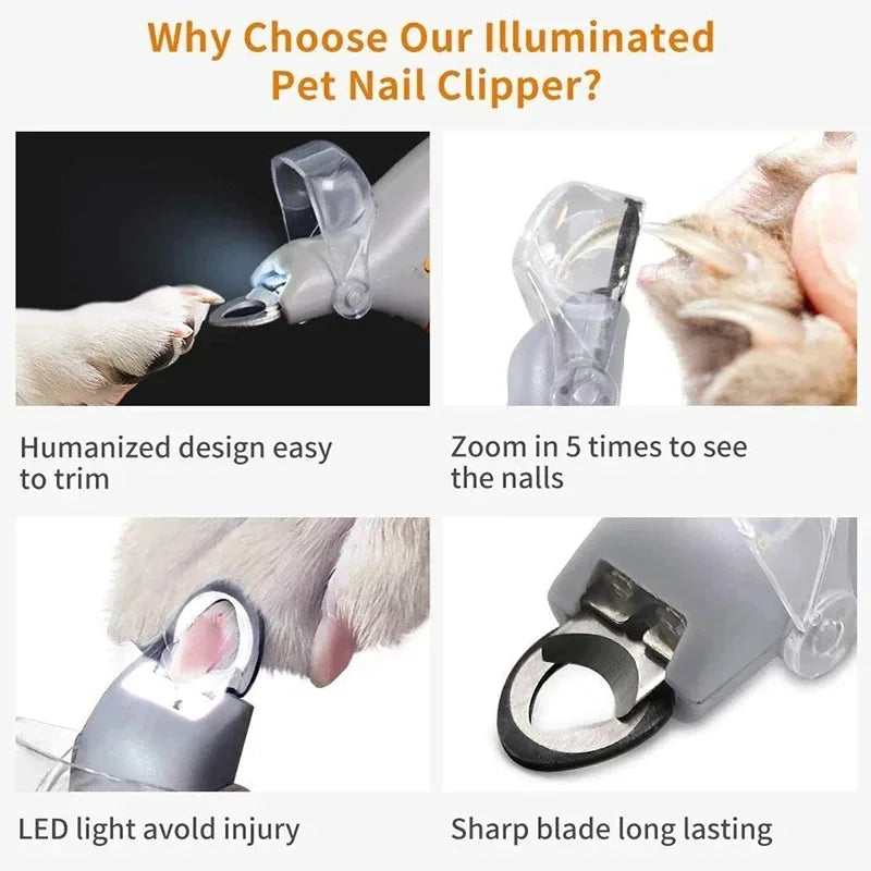 LED Light Pet Nail Clippers for Cats and Dogs Grooming