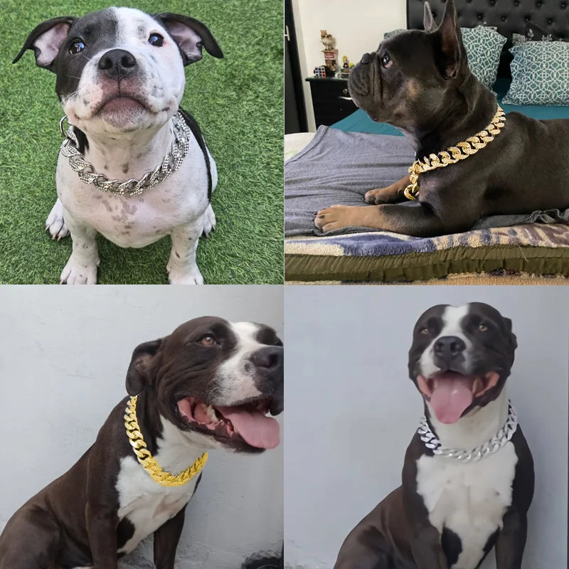 ABS Plastic Diamond Inlay Dog Collar Sparkle Pet Accessory