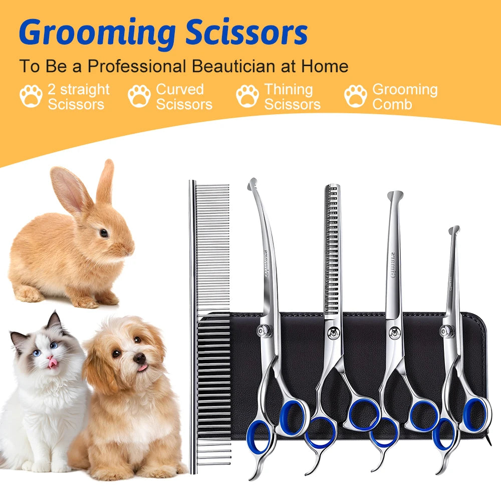 Professional Pet Grooming Scissors Set With Clippers And Storage Case
