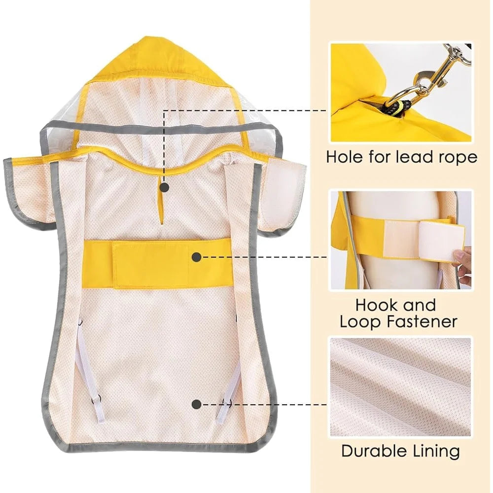 Hign-concerned Dog Raincoat Adjustable Reflective Waterproof