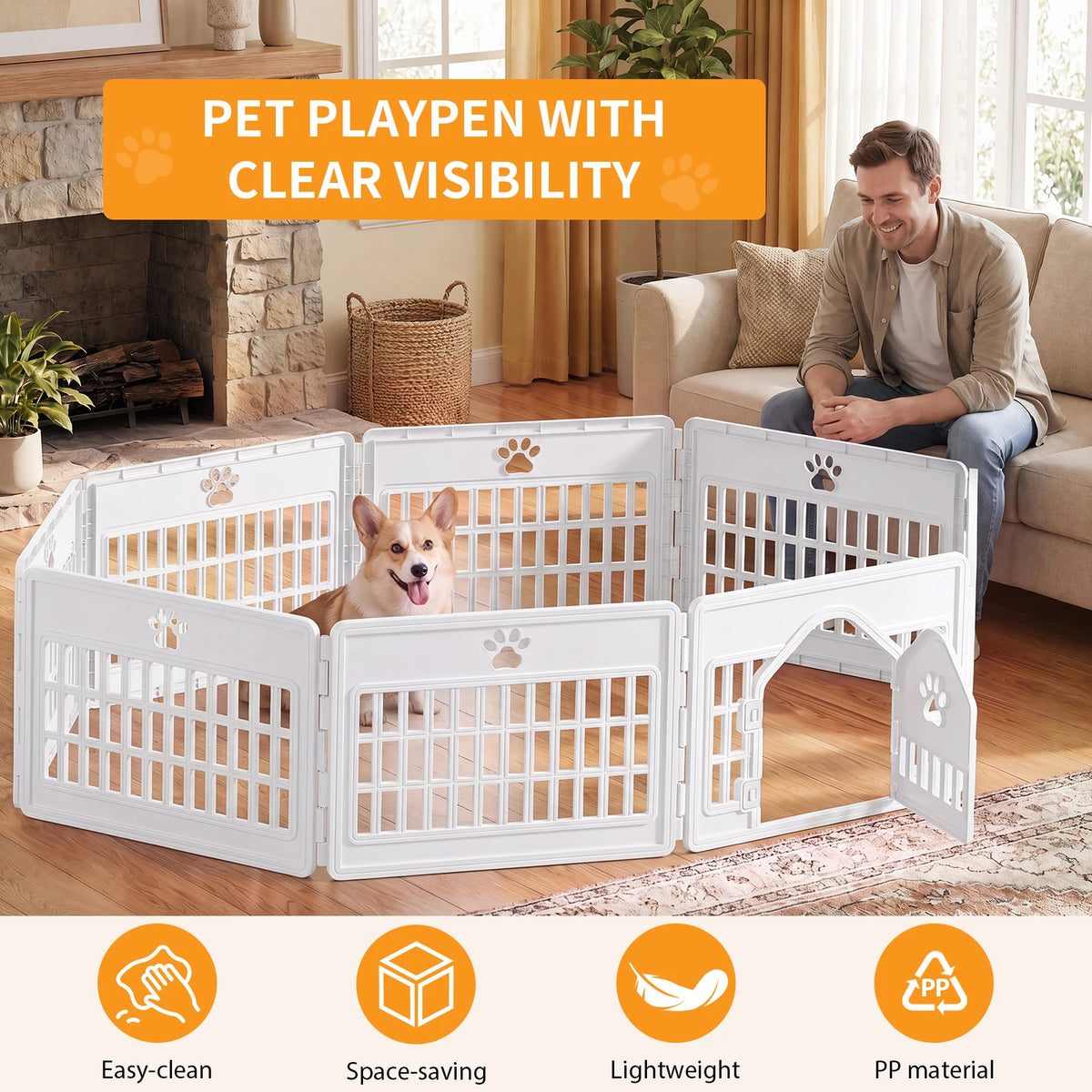 MCQ Expandable Plastic Dog Playpen For Indoor Outdoor Use