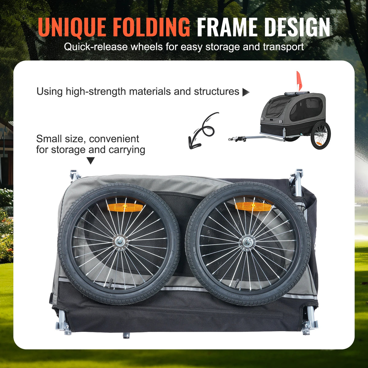 SucceBuy Dog Bicycle Trailer Pet Carrier with Wheels and Flag