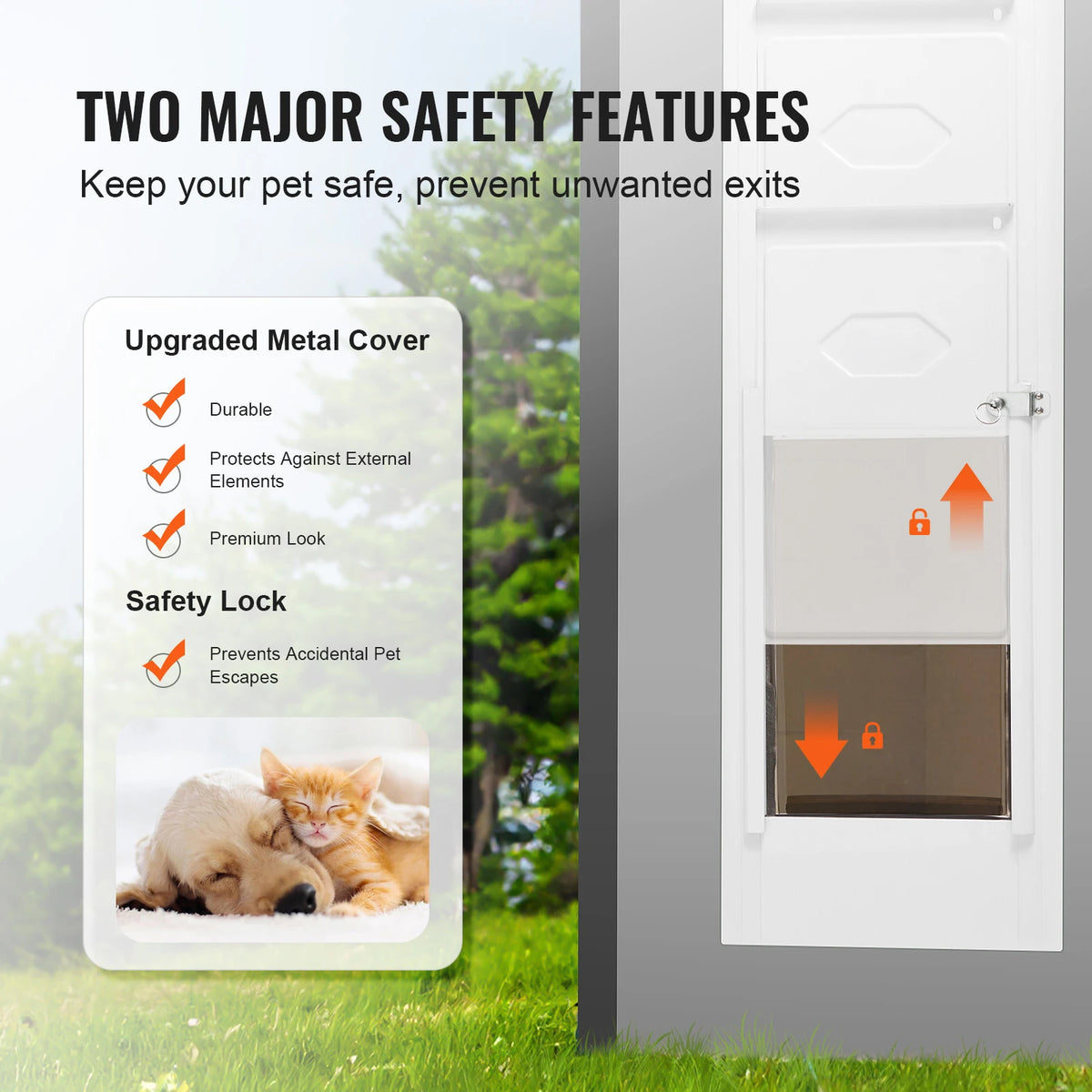SucceBuy Adjustable Sliding Glass Door Dog Door With Aluminum Frame