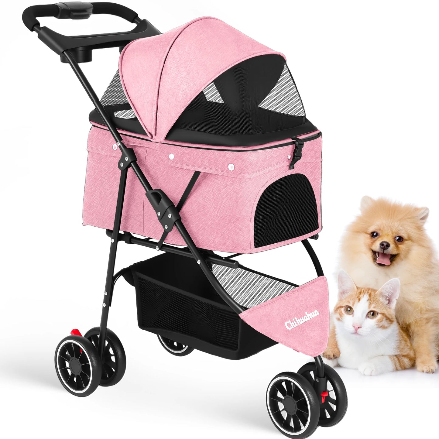 CHIHUAHUA Pet Stroller Three Wheel Foldable Travel Carrier Outdoor