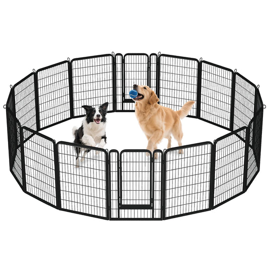 Dog Playpen With Door Foldable Metal Pet Fence Heavy Duty