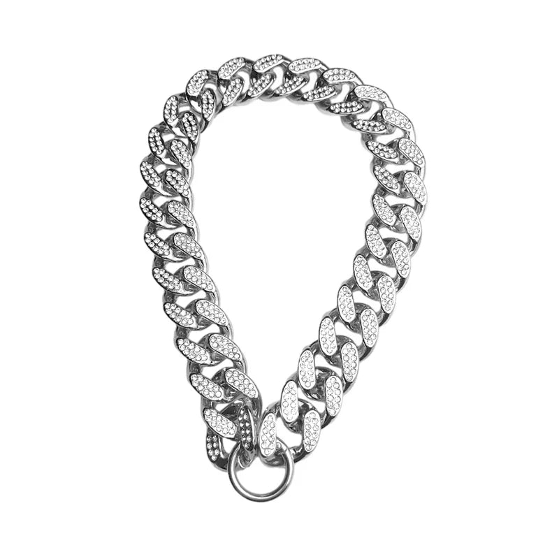 ABS Plastic Diamond Inlay Dog Collar Sparkle Pet Accessory