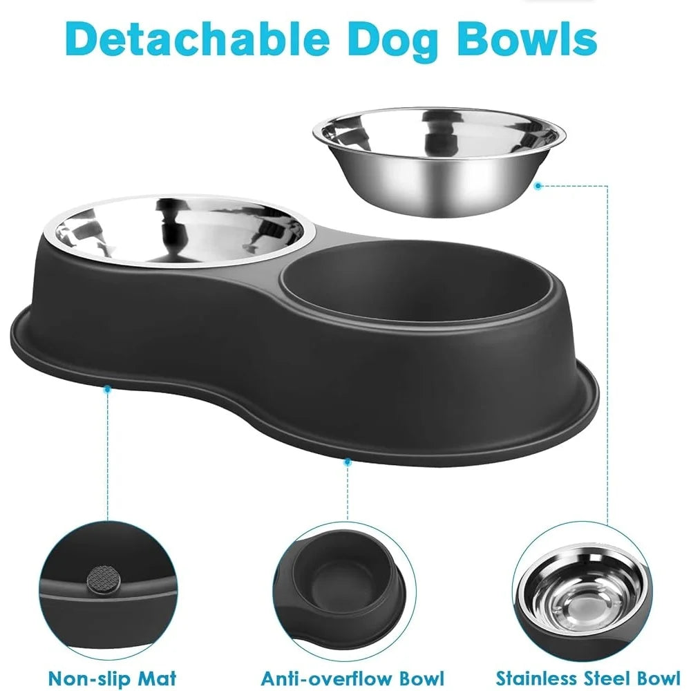 Hign-concerned Double Dog Bowls Stainless Steel Anti Skid